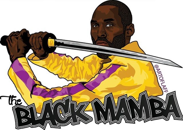 Kobe Bryant, também conhecido como 'Black Mamba', foi retratado por Laff no melhor estilo Kill Bill