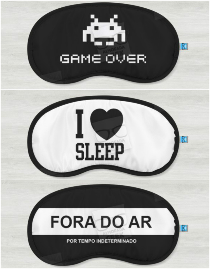 Quer coisa melhor que dormir? Essas máscaras para sono super engraçadinhas custam R$16,90 cada, na Almofada Geek ou seja, estão dentro do seu orçamento, por R$ 16,90, na <a href=