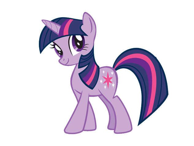Twilight Sparkle, personagem principal da série, é uma pônei unicórnio inteligente e estudiosa que se mudou para Ponyville para aprender o valor da amizade