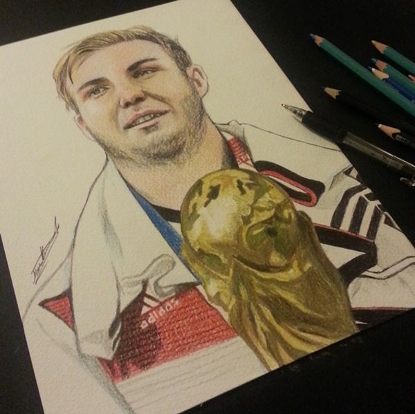 Herói da Alemanha na Copa, Götze também foi lembrado pelo artista