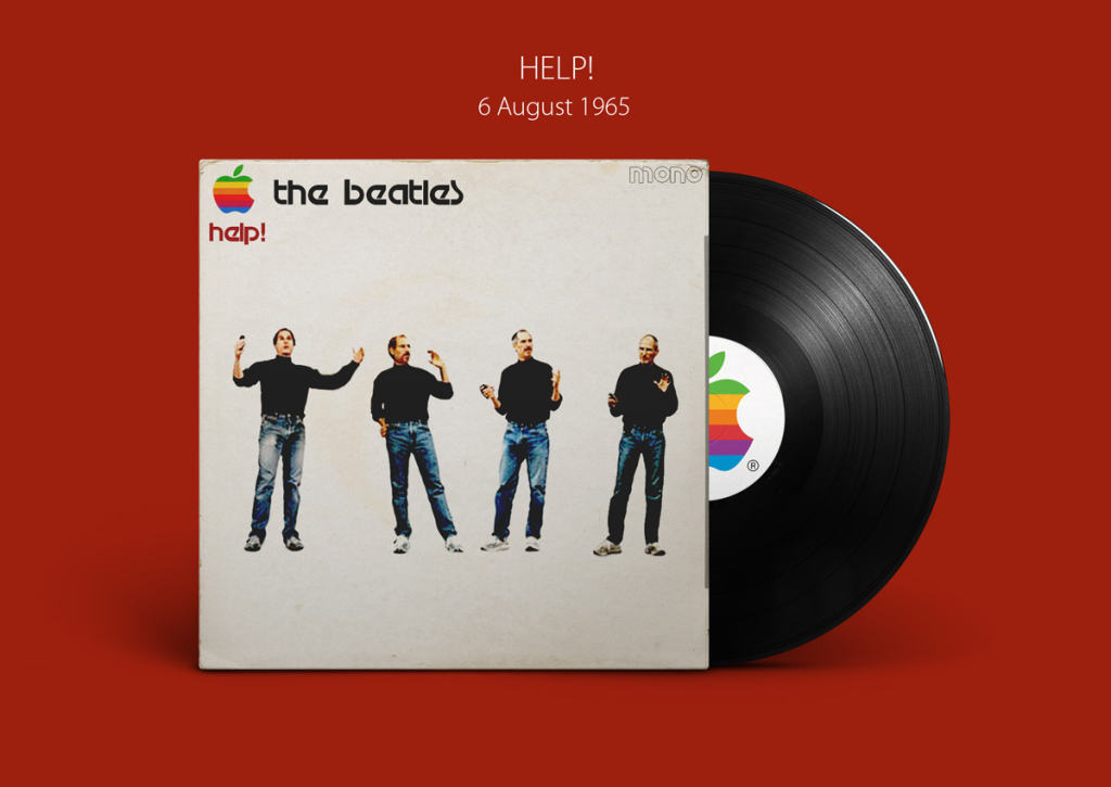 Help!, o grande álbum que tem a canção 'Yesterday', em sua nova versão tem Steve Jobs no lugar dos integrantes. 