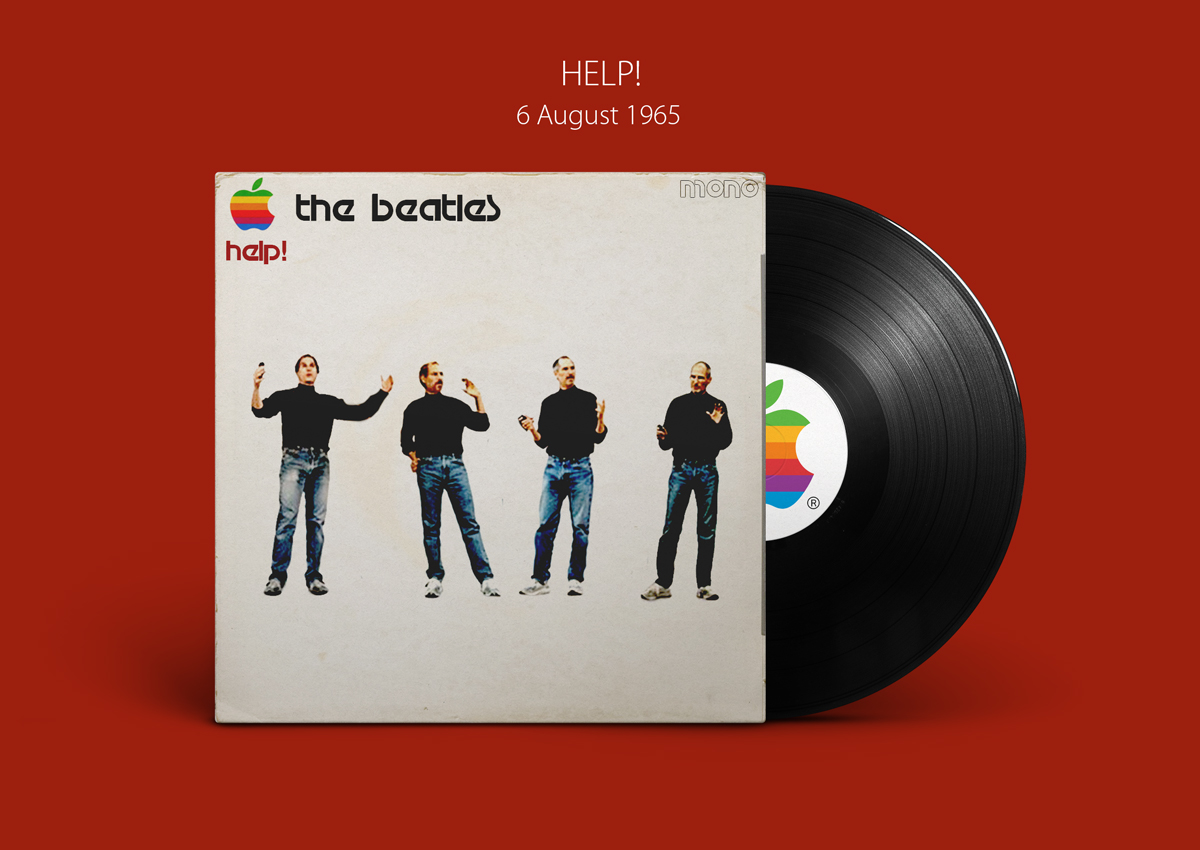 Help!, o grande álbum que tem a canção 'Yesterday', em sua nova versão tem Steve Jobs no lugar dos integrantes.