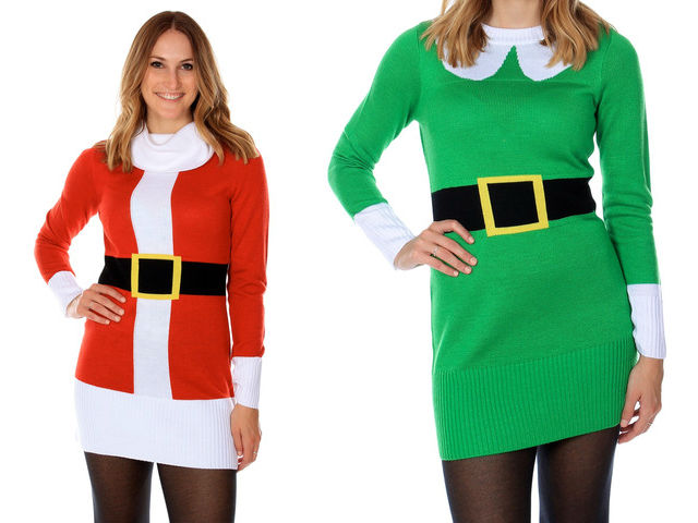 As mulheres não ficaram de fora da coleção festiva da Shinesty: tem vestido de mamãe Noel e elfa ($64,99 cada) para você espantar os bofes da ceia.