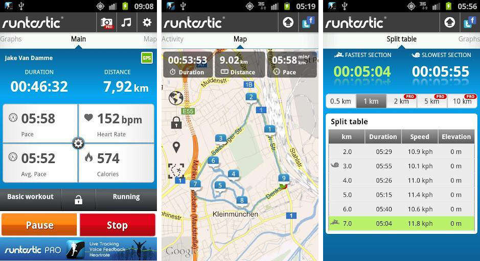 Runtastic usa GPS para mapear e rastrear atividades de esporte e fitness, tais como: corrida, jogging, ciclismo & caminhada. O aplicativo mostra o progresso dos exercícios (tempo, distância, mudança de altitude, calorias) para ajudar você a criar hábitos de um estilo de vida saudável e alcançar suas metas. Tem aplicativos separados pra corrida, bike, treino. Disponível pra iOS e Android 