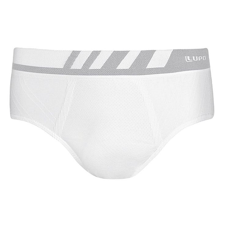 Cueca slip branca de microfibra sem costura da Lupo; R$ 22,90, na Cueca Store (www.cuecastore.com.br). Preço pesquisado em janeiro de 2015, sujeito a modificações