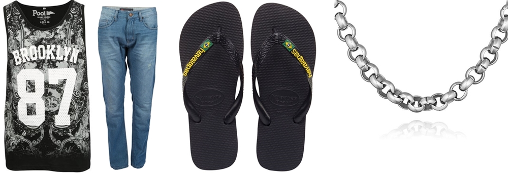 Chinelo combina com calça jeans e dá pra combinar com regata e enfrentar o calorão que está fazendo