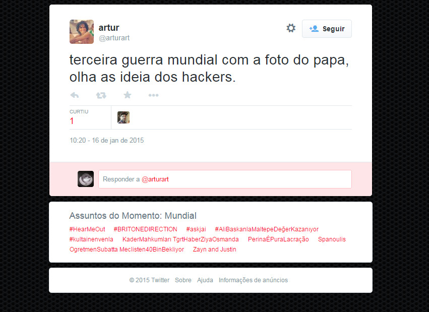 É caras, o lance do Papa não colou...