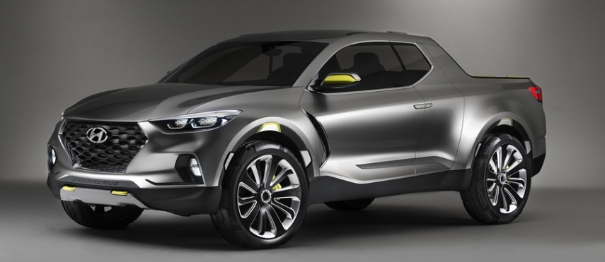 Hyundai Santa Cruz Crossover Concept foi desenvolvido para “aventureiros urbanos”, de acordo com o release da marca, com motor 2.0 litros Turbo Diesel, e 190 cavalos de potência. Transporta cinco passageiros, mas tem tamanho de carro compacto