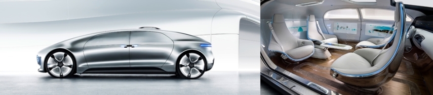 A Mercedes-Benz apresentou sua visão de futuro, com o F015 Concept, que tem como destaque o movimento dos bancos, que vira uma sala de estar, seis monitores digitais touch screen, sistema híbrido elétrico com autonomia de 1100 quilômetros (200 de bateria e 900 na eletricidade)