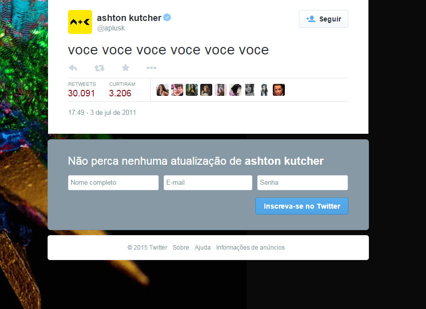 Algo me diz que o Ashton andou ouvindo Robertinho de Recife: “Baby doll de nylon / Combina com você /Além de todo o nylon... / Você, você, você”