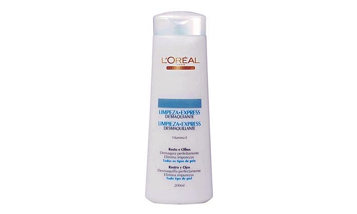 Demaquilante L'Oréal Paris Limpeza Express remove rapidamente toda a maquiagem da pele, e contém Vitamina E, um antioxidante que previne das agressões diárias contra a derme; R$ 42,90, na Men’s Market (www.mensmarket.com.br). Preço pesquisado em janeiro de 2015, sujeito a modificações