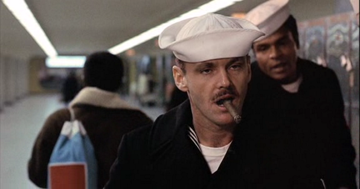 Jack Nicholson como um dos marinheiros hedonistas no filme de Hal Ashby