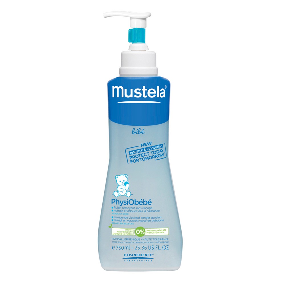 Fluído de limpeza sem enxágue <a href="http://www.farmadelivery.com.br/mustela/mustela-physiobebe-fluido-de-limpeza-300ml" target="_blank"><em>Mustela</em></a>. R$ 41,49