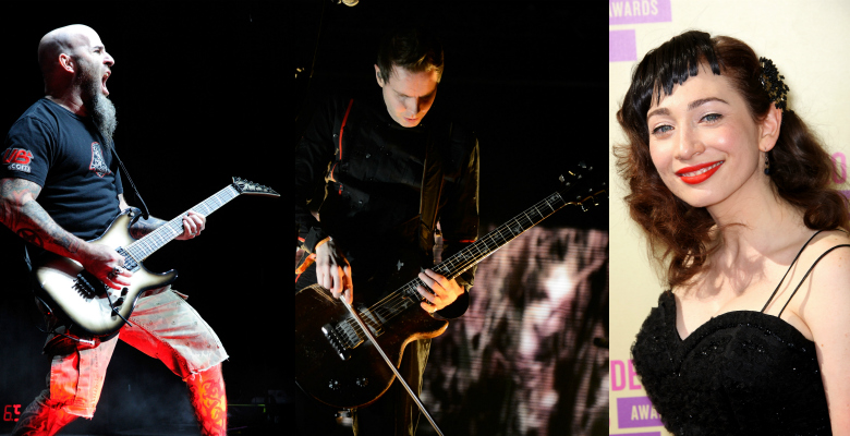 o guitarrista Scott Ian, do Anthrax, Jon Por Birgisson, do Sigur Rós, e Regina Spektor