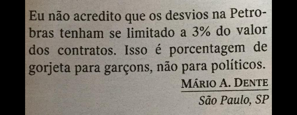 Rapaz, você da só 3% de gorjeta?!