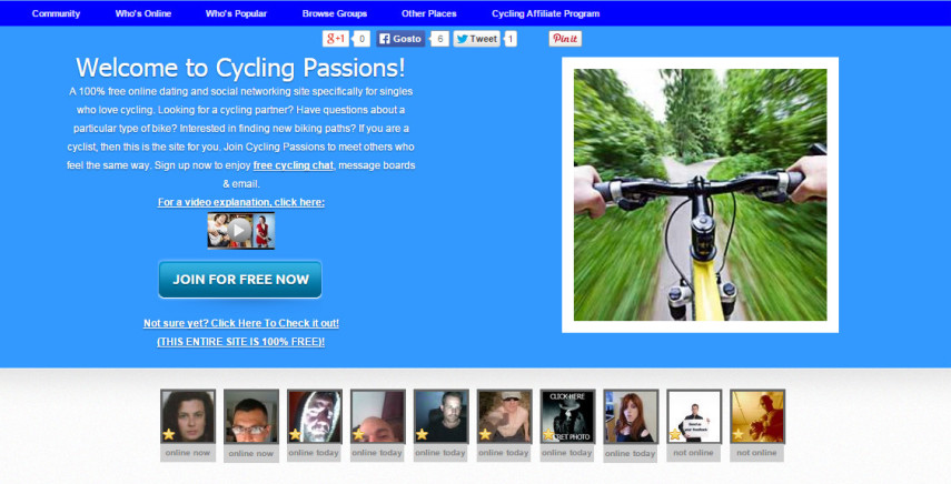 Cycling Passions é um site especialmente voltado aos solteiros ciclistas e aqueles que adotaram a bike como estilo de vida. Gratuito 