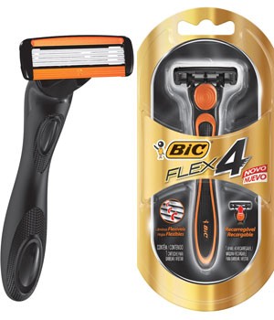 Aparelho com 4 lâminas. Marca Bic/ R$  9,99