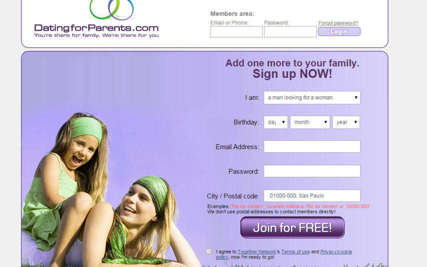 Dating for parents é um site destinado a solteiros que tem filhos. Gratuito