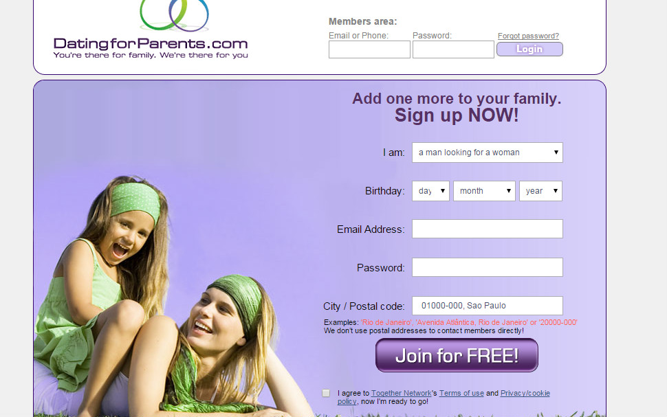 Dating for parents é um site destinado a solteiros que tem filhos. Gratuito