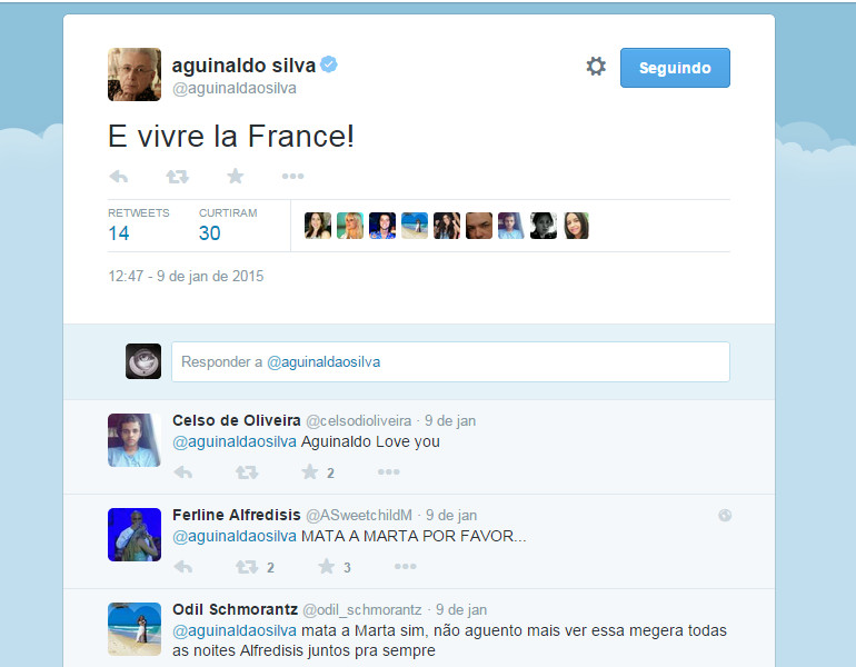 Esse tuíte foi publicado no dia do ataque a redação do Charlie Hebdo
