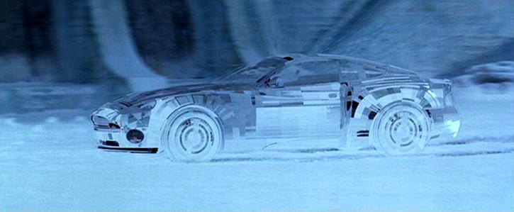 A mais impressionante criação de Q pra o Aston Martin V12 Vanquish é a camuflagem feita por uma série de câmeras, que faz o carro ficar invisível, em 007 - Um novo dia para morrer (2002)