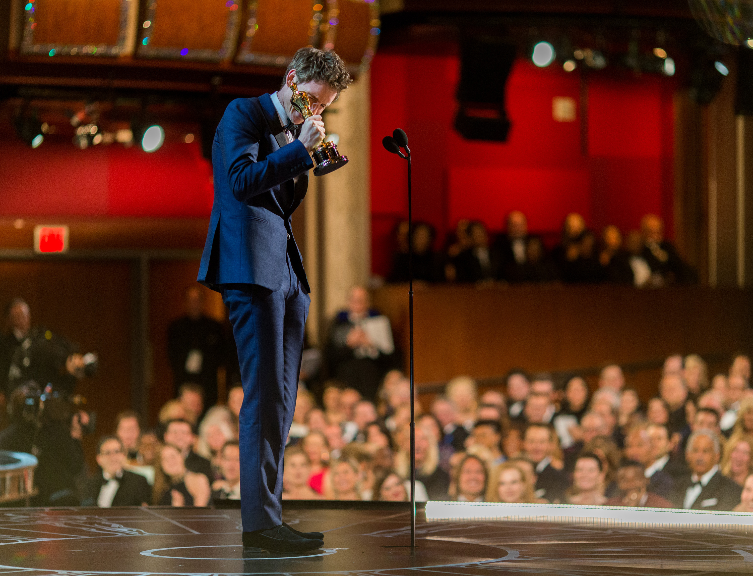 HOLLYWOOD, CA - FEBRUARY 22:  Actor Eddie Redmayne speaks onstage after winning his award for best Actor in a Leading Role during the 87th Annual Academy Awards at Dolby Theatre on February 22, 2015 in Hollywood, California.  (Photo by Christopher Polk/Getty Images)