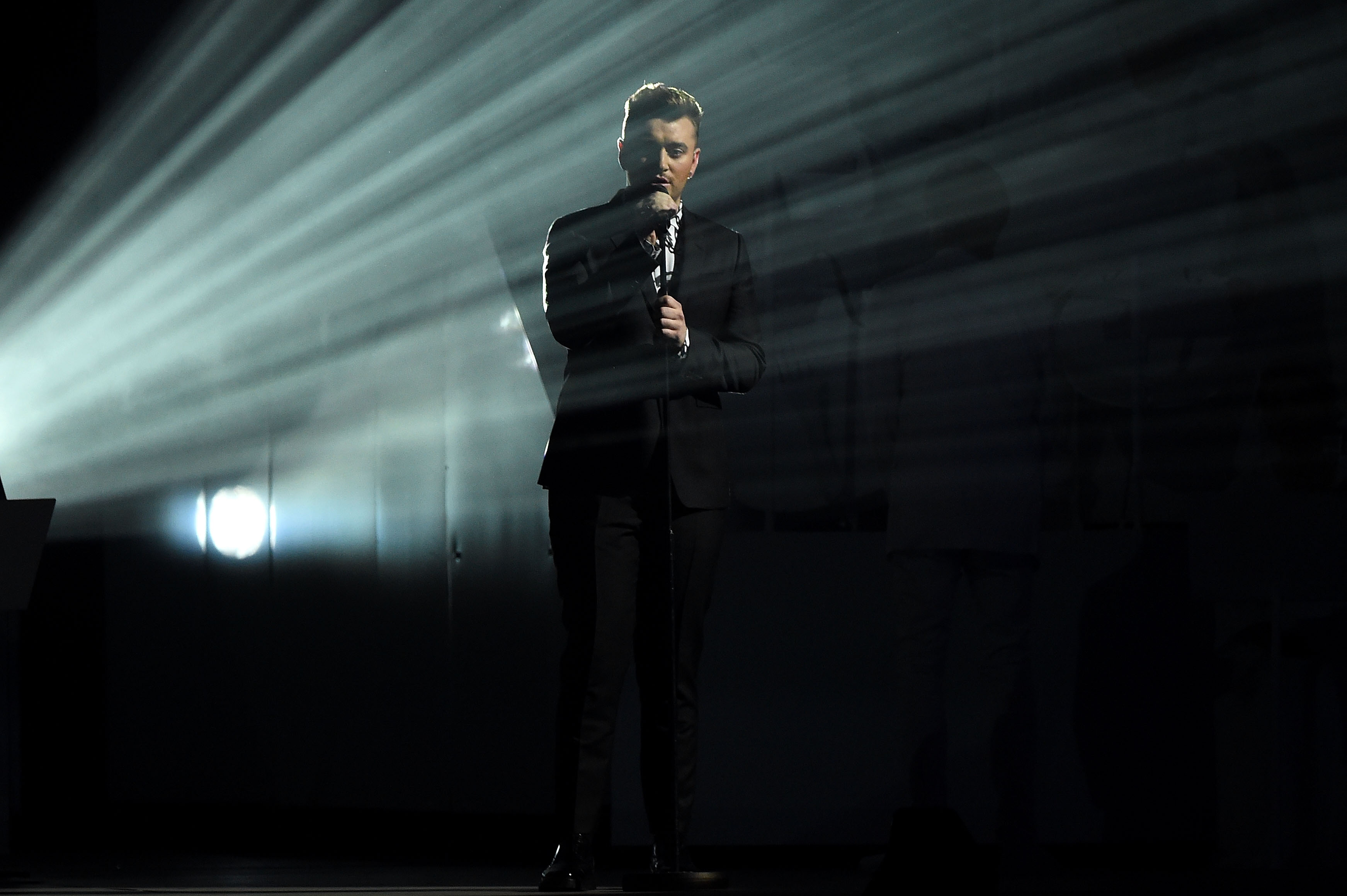on stage during the BRIT Awards 2015 at The O2 Arena on February 25, 2015 in London, England.