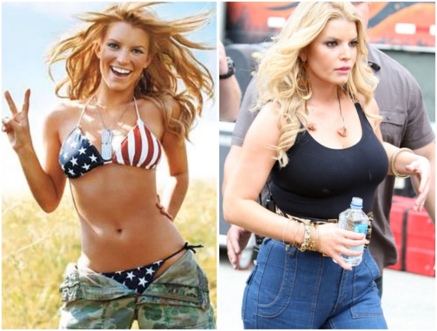 Foi em 2009 que o efeito da idade  começou a afetar o corpo de Jessica Simpson e deu início a sua luta contra a balança, mas sem nunca deixar que isso controle sua vida.