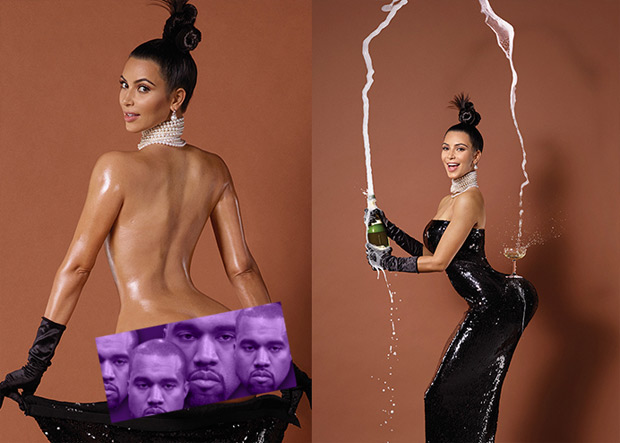 Basta um bundão (pra quem não nasceu com esse atributo, vale aqueles de borracha) e pronto! Kim Kardashian segurando taças na áera. Os 