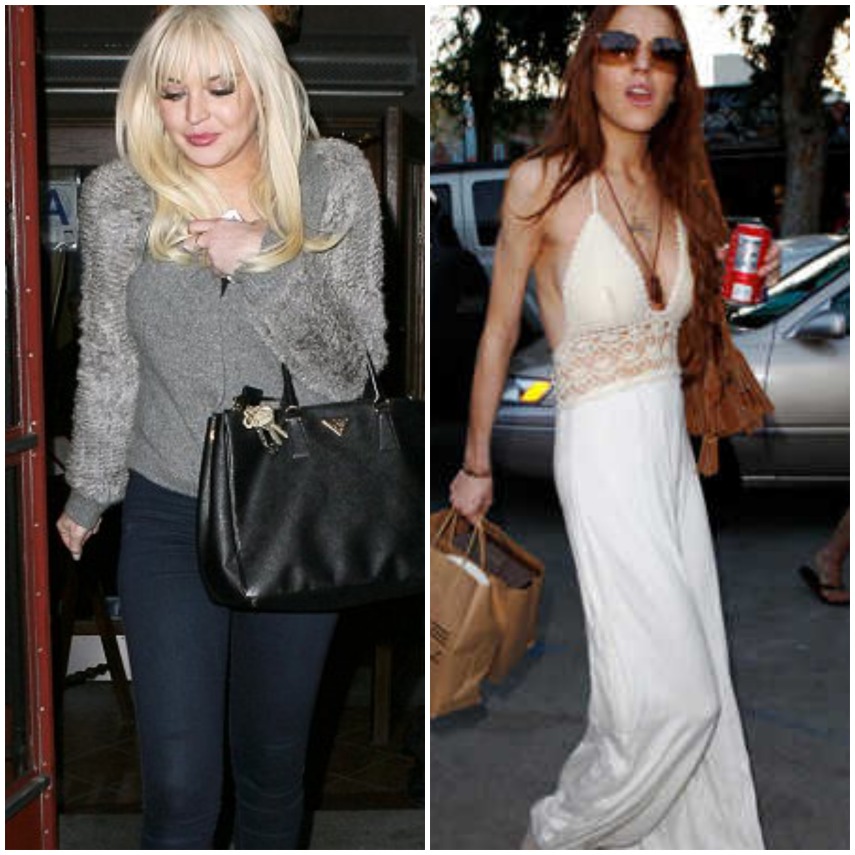 O caso de Lindsay Lohan é um pouco mais grave: a atriz sofreu de anorexia e bulimia e precisa lutar para se manter com um corpo saudável.