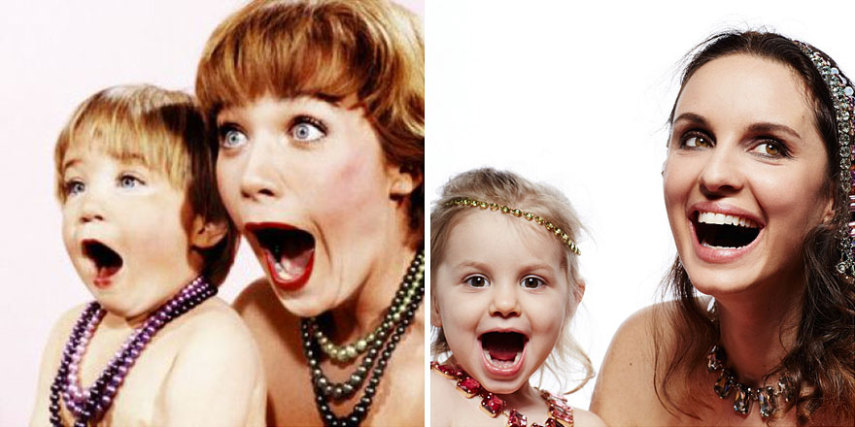 A atriz Shirley MacLaine e a filha Sachi Parker/ A designer Berengere Lux e a filha Lou