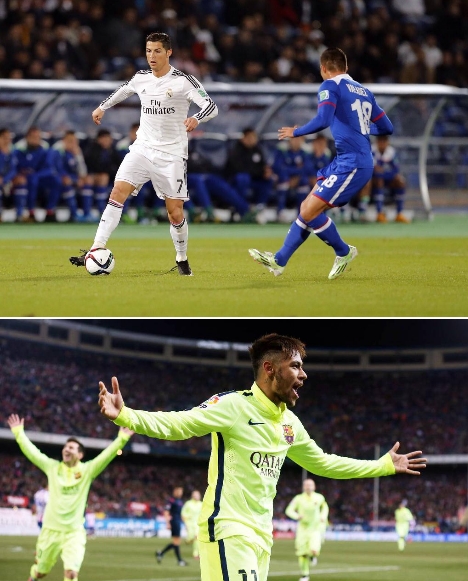 Os craques estão nos melhores clubes espanhóis. Enquanto Cristiano Ronaldo joga no Real Madrid, Neymar está no Barcelona