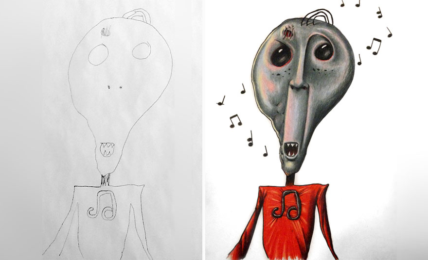 Pai leva o desenho dos filhos para colorir durante viagens de negócios.