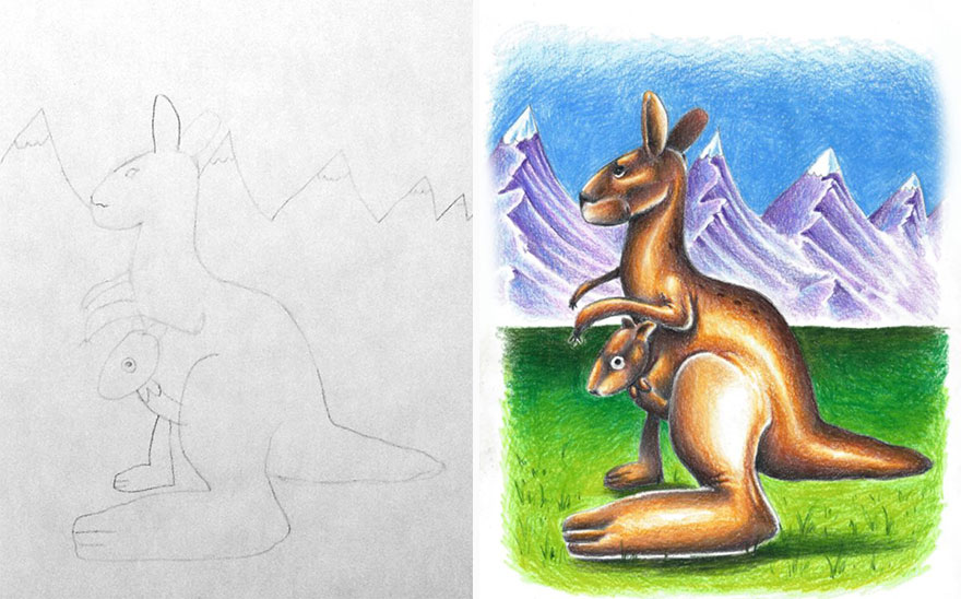 Pai leva o desenho dos filhos para colorir durante viagens de negócios.