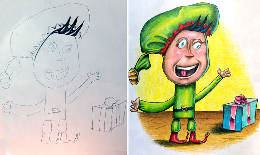 Pai leva o desenho dos filhos para colorir durante viagens de negócios.