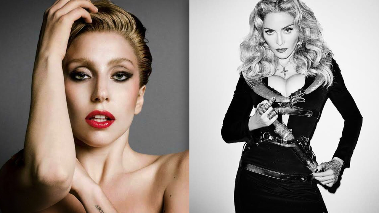 A treta de Applause acendeu brigas antigas, de quando Born This Way foi lançada e todo mundo dizia que a música era uma cópia de Express Yourself, da Madonna (direita). A rainha do pop concordou e até fez um mash-up com as duas faixas na MDNA Tour.