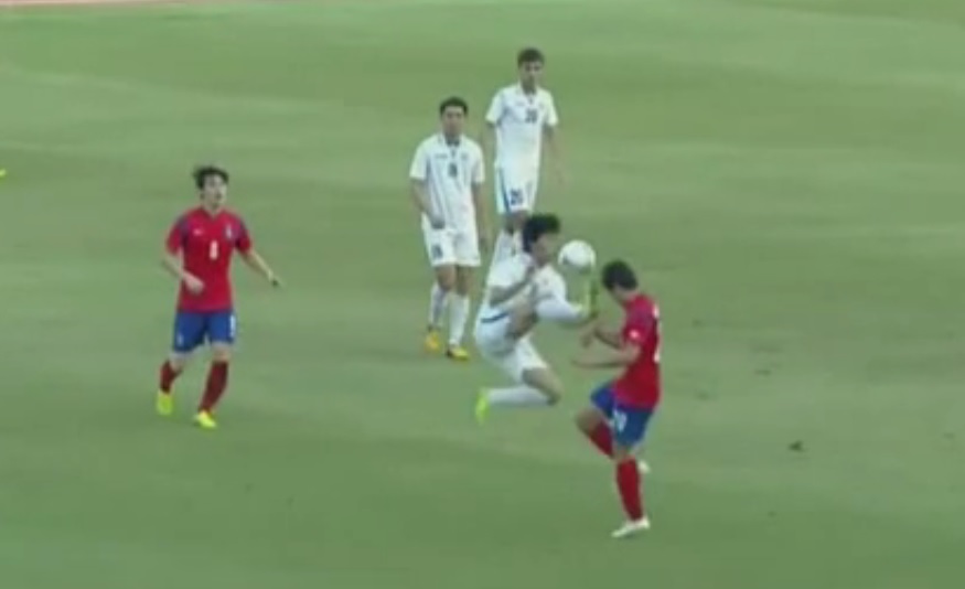 Primeira agressão causada pelos jogadores do Uzbequistão