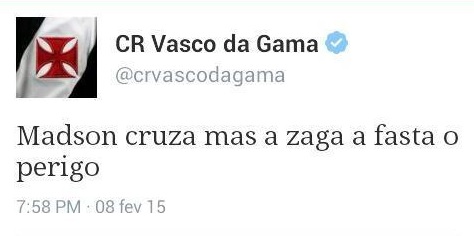 Twitter do Vasco errou feio no português...