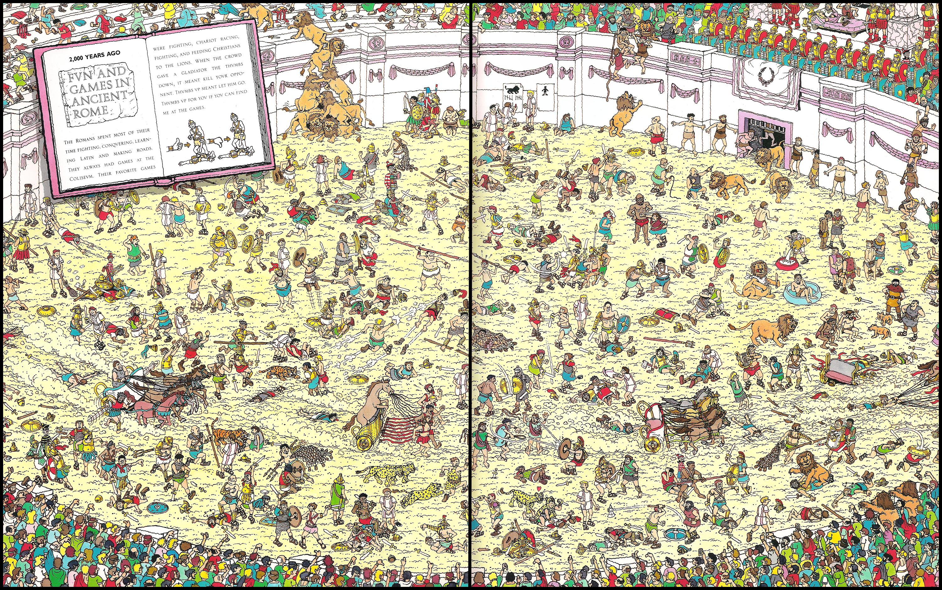 Onde está o Wally nesta cena?