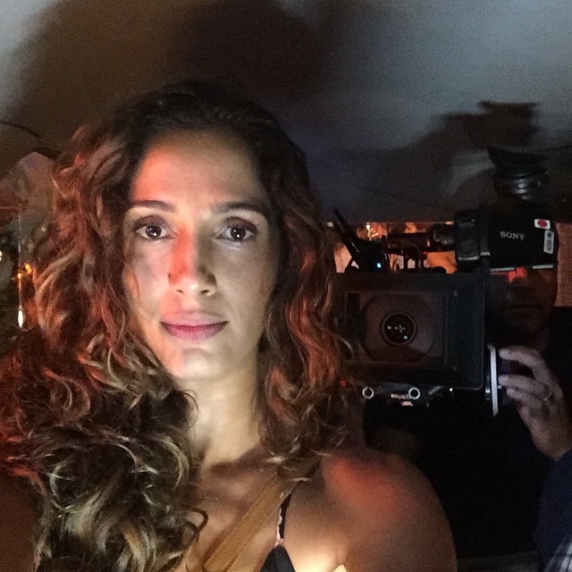 Camila Pitanga nas gravações de Babilônia