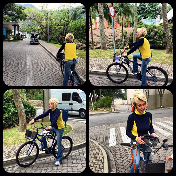... Andar de bike com o pé no chão