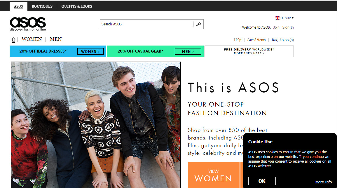A Asos é uma loja virtual inglesa super badalada entre os fashionistas, tem produtos para todos os gostos e bolsos, desde peças assinadas por estilistas como Vivienne Westwood até pechinchas. É bom ficar esperto porque a Asos faz cobrança de impostos antes do envio do produto
<a href="http://www.asos.com/"><em>site</em></a>
