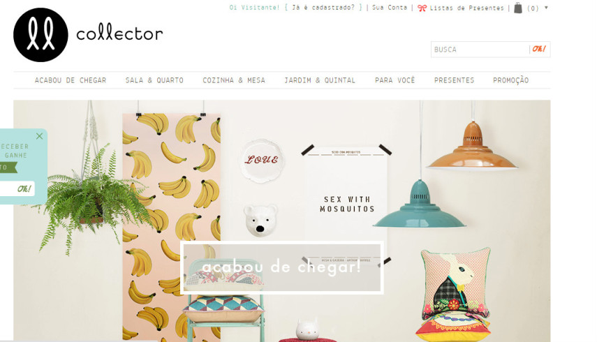 O site brasileiro Colector tem diversos itens de decoração, como mesas, cadeiras, almofadas e outras cosinhas para decorar a casa

<a href=