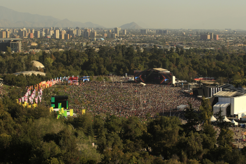 Vista geral do Lollapalooza Chile 2015 no Parque O´Higgins, em Santiago