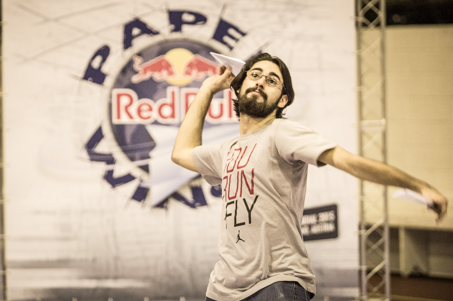 Participant performs at the Red Bull Paper Wings in Sao Paulo, Brazil on March 26th, 2015