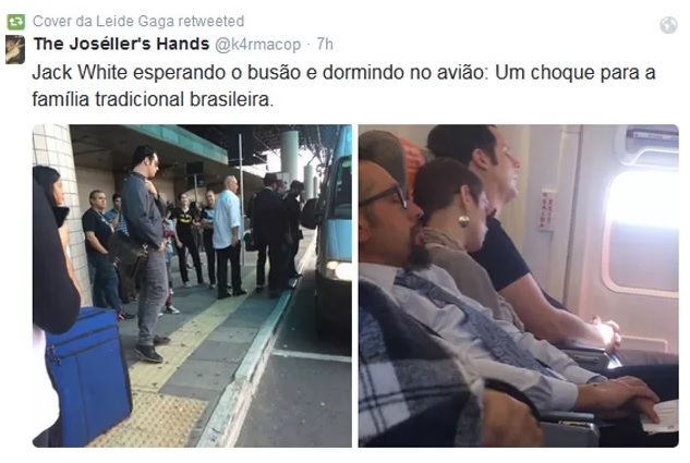 Além de conversar com fãs, Jack White foi visto pelas ruas de Porto Alegre pegando fila pra Van e tirando uma soneca no avião