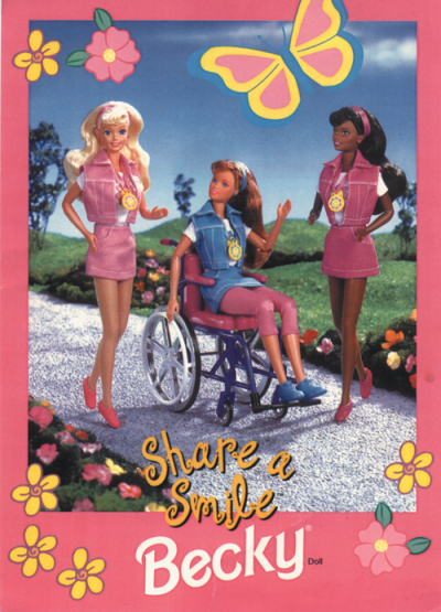 Em 1997, foi lançada Becky, a primeira amiga paraplégica da Barbie.