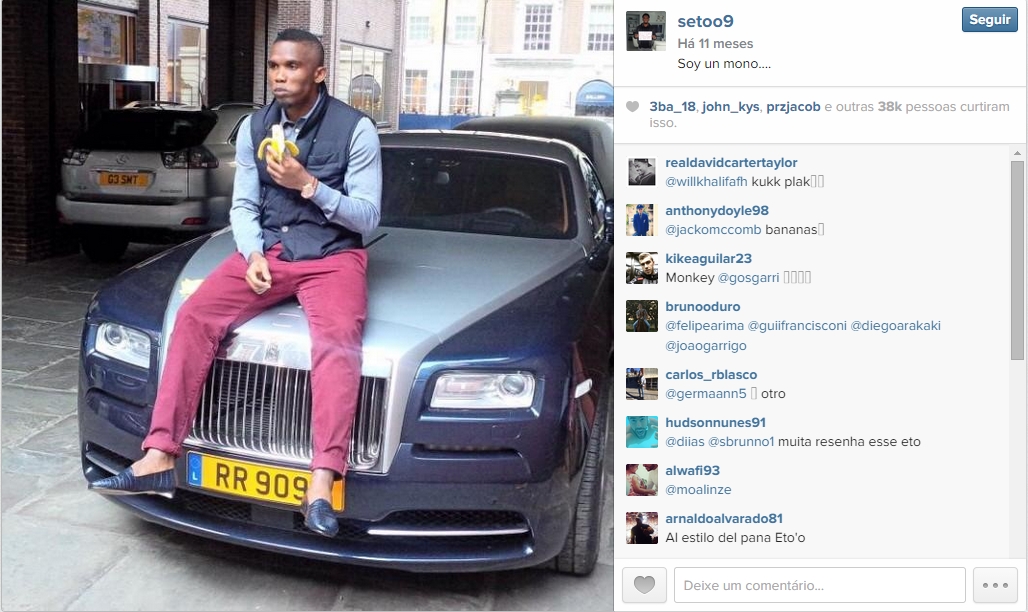 Até em um momento de desabafo no Instagram, Eto'o fez questão de manter a estica