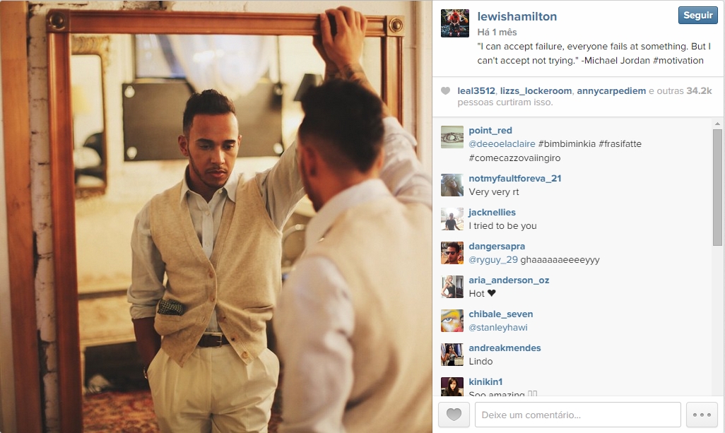 Hamilton manda bem nas vestimentas até em propagandas comerciais