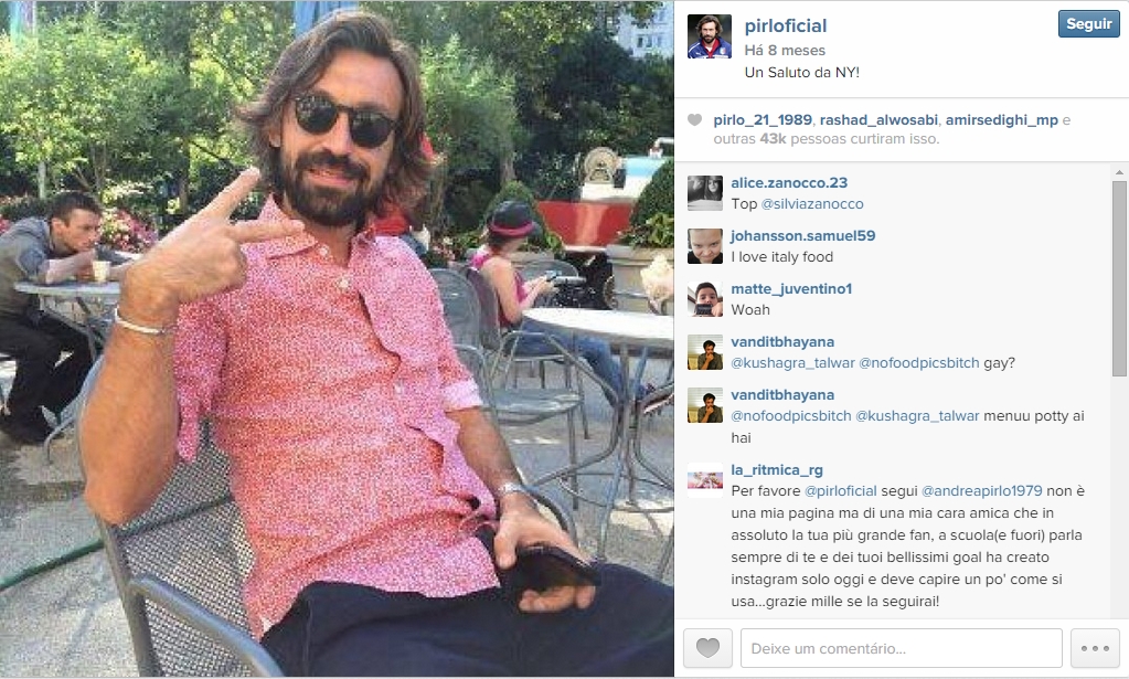 Nas horas vagas, Pirlo gosta mais das camisas básicas